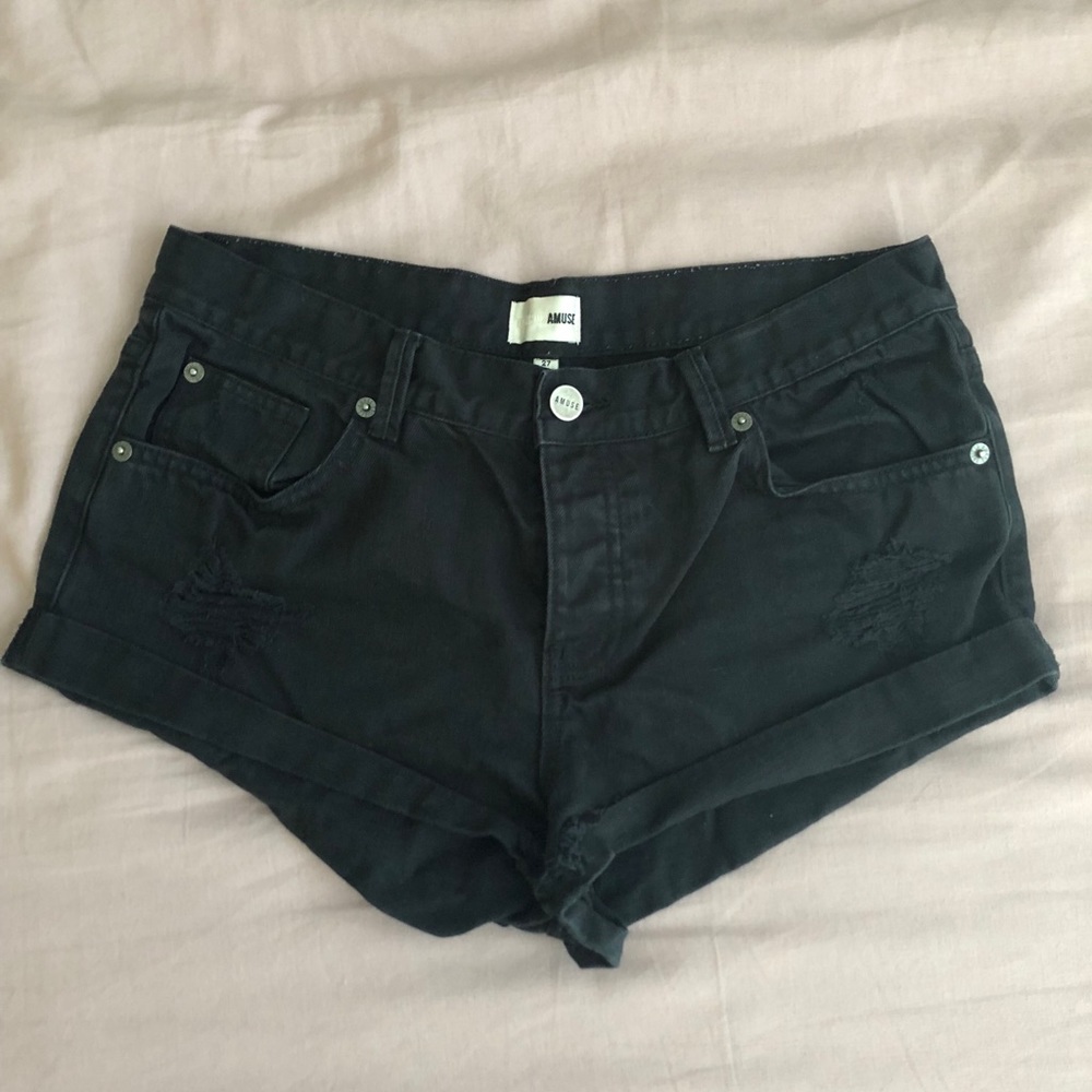 Black Denim Shorts